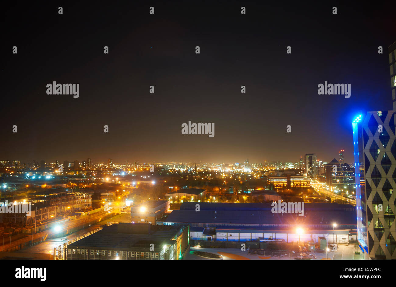 Media City, paesaggio urbano di notte, Manchester, Regno Unito Foto Stock