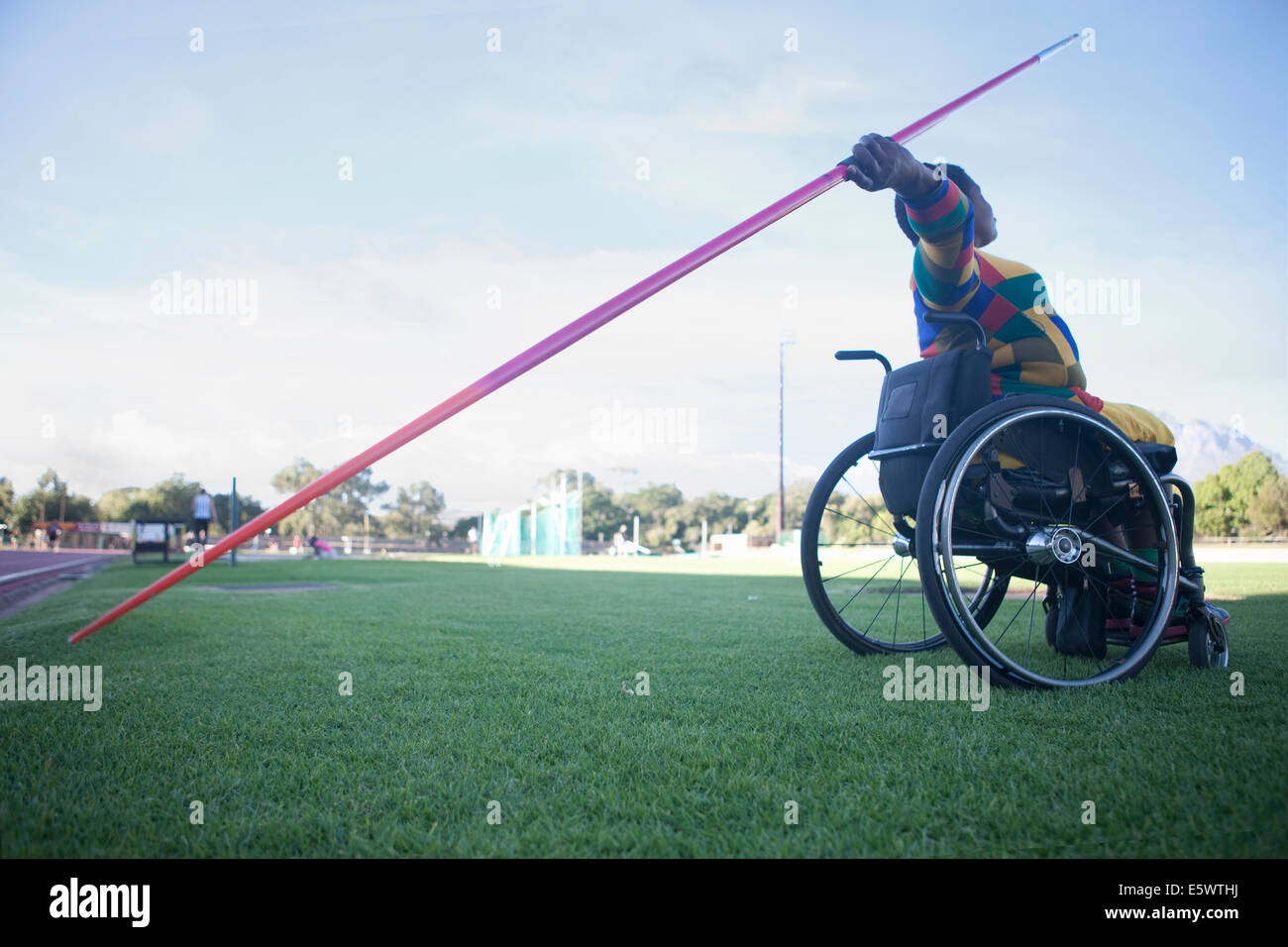 Sedia a rotelle javelin thrower Foto Stock