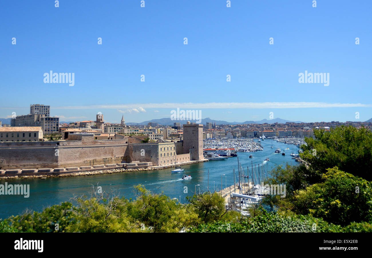 Entrata del Vieux port Marseille Bouches-du-Rhone Francia Foto Stock
