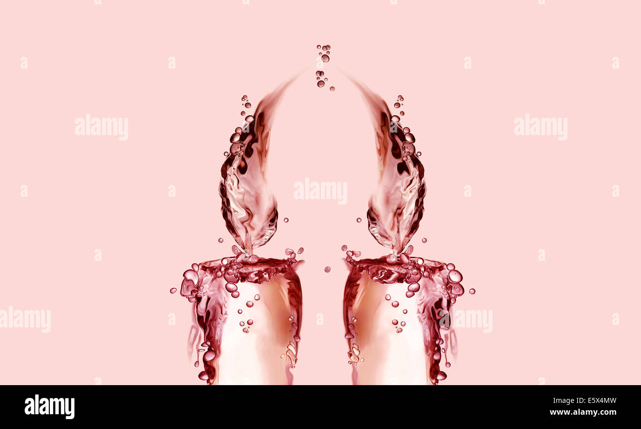 Due rosso illuminato candele acqua concettualizzare l amore e il giorno di San Valentino. Foto Stock