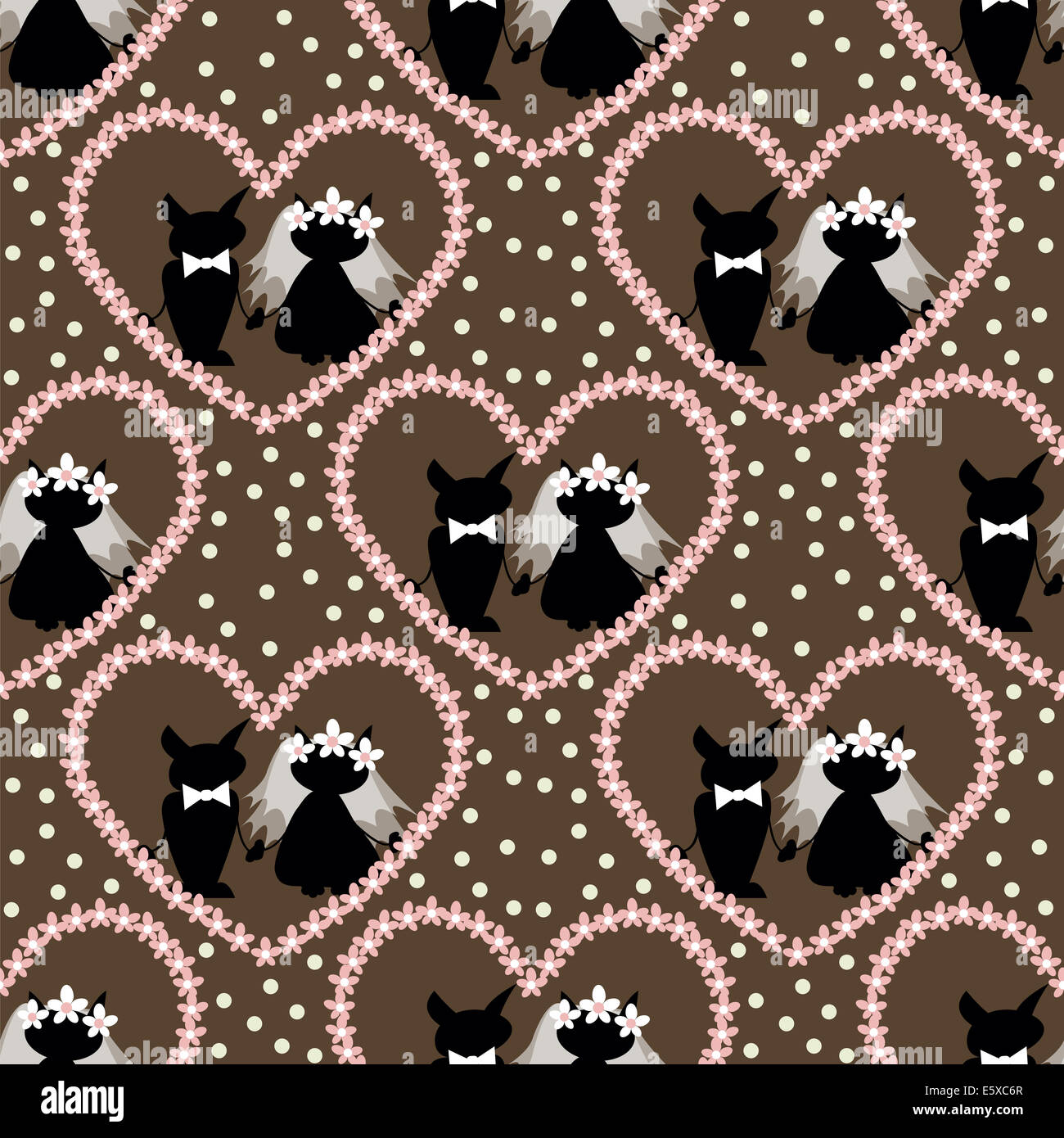 Modello senza cuciture con due amore gatto sul matrimonio Foto Stock