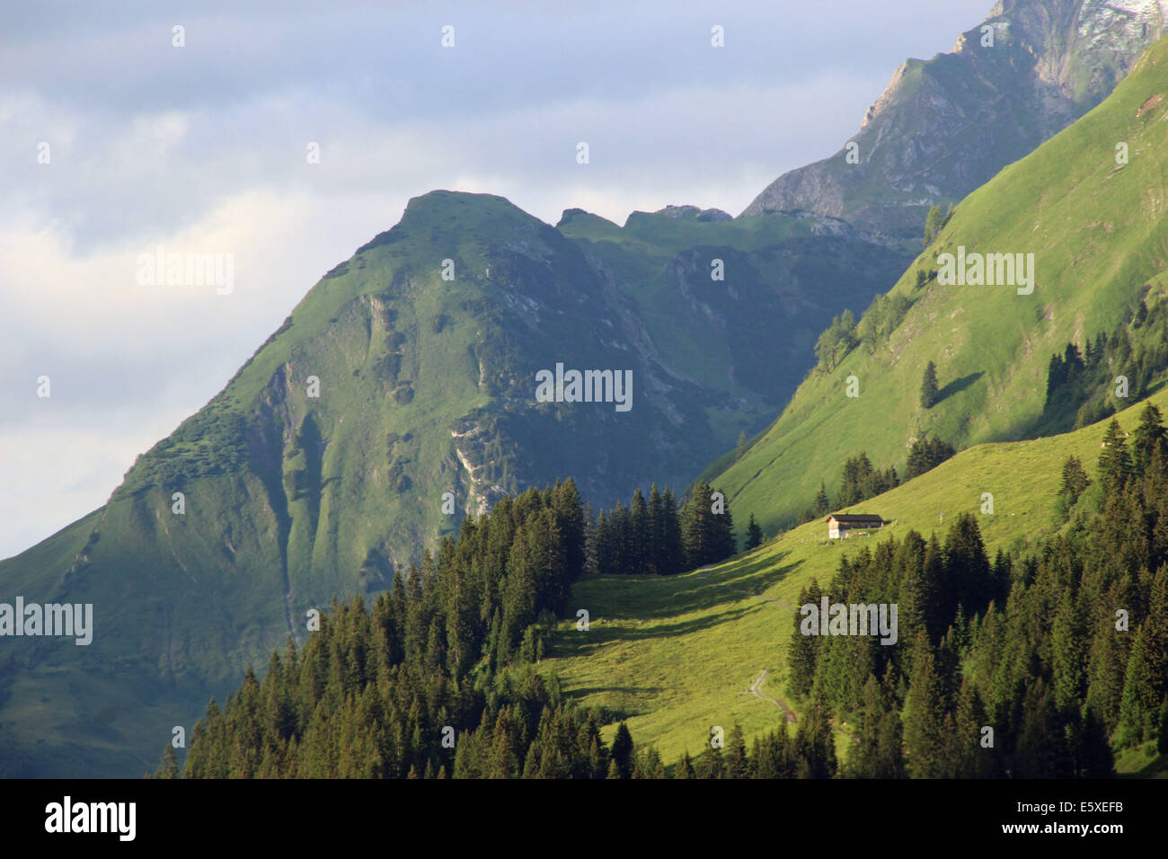 Capanna in legno in Lech montagne, Austria Foto Stock