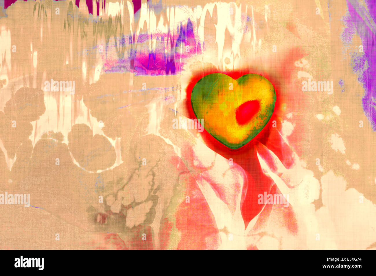 Arty illustrazione colorata di un cuore Foto Stock