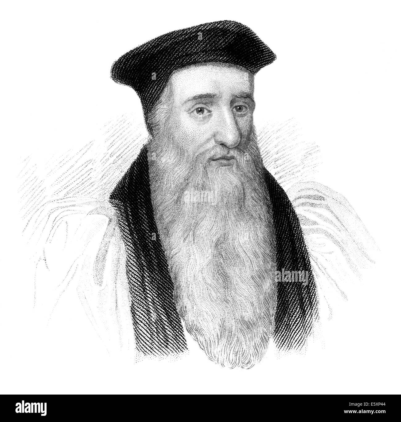 Incisione in acciaio, c. 1860, Thomas Cranmer, 1489-1556, un leader della riforma inglese e l Arcivescovo di Canterbury Foto Stock