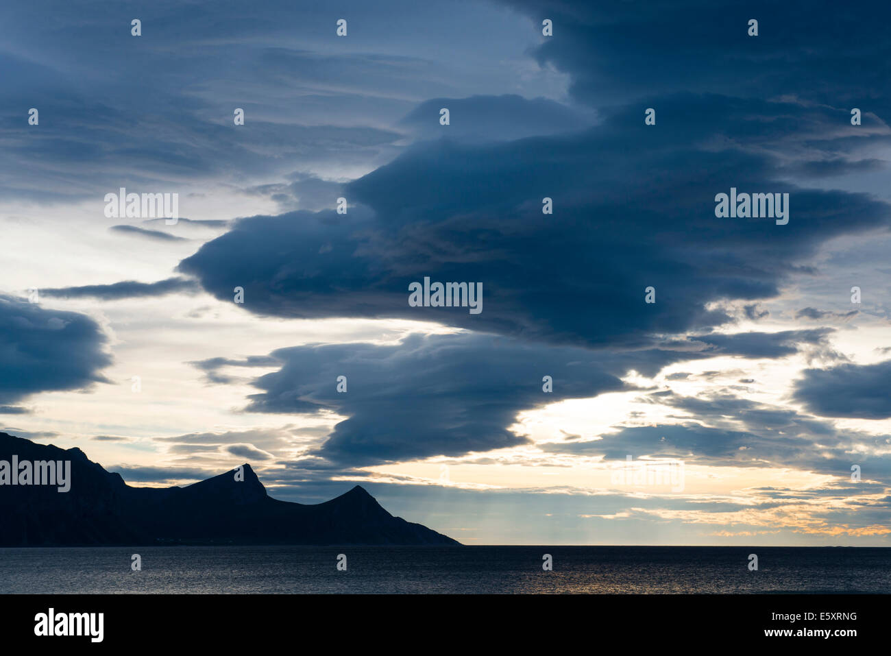 Haukland beach, Vestvågøy, Lofoten, Norvegia Foto Stock