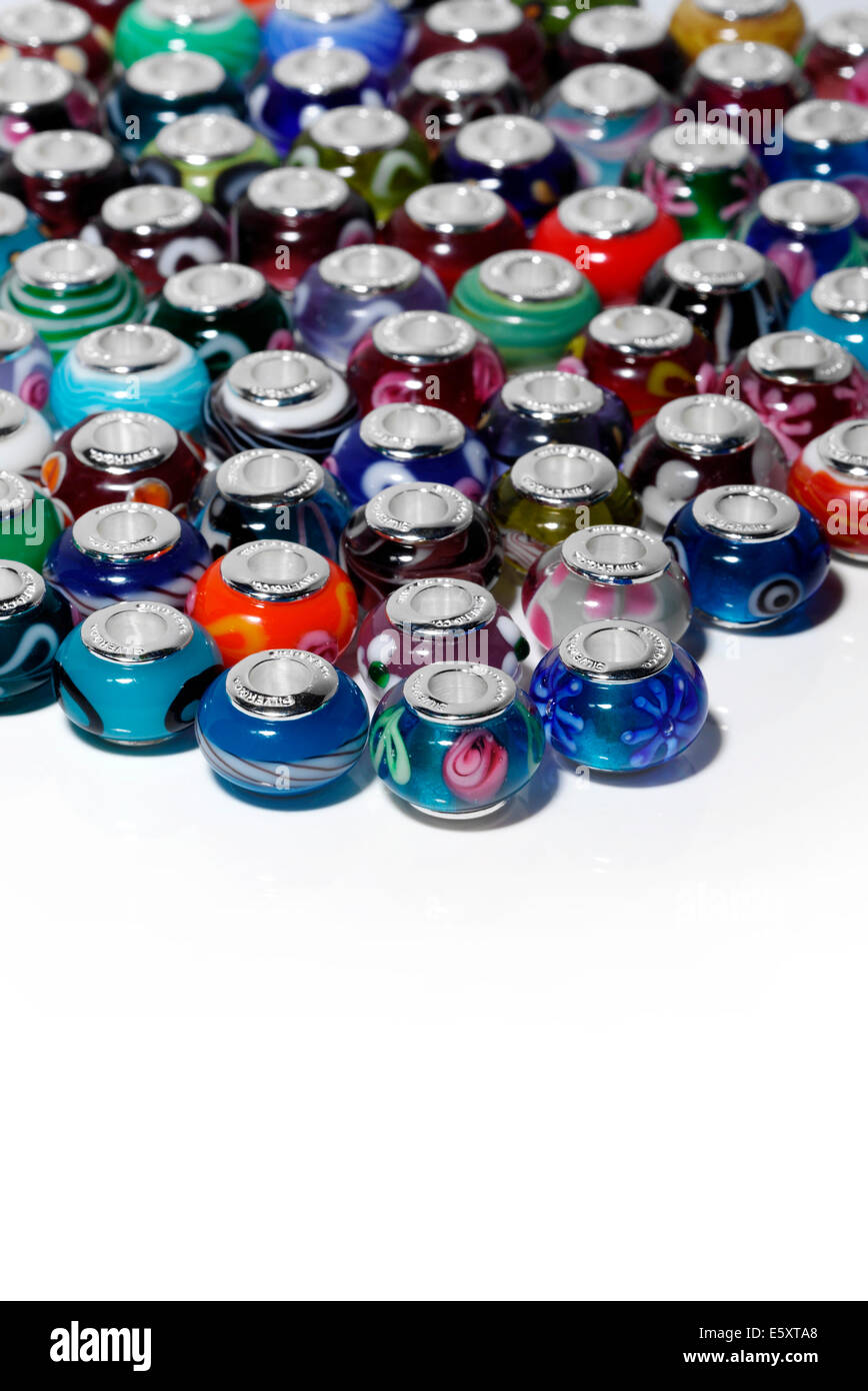 Vetro di Murano perline per bracciali Foto Stock