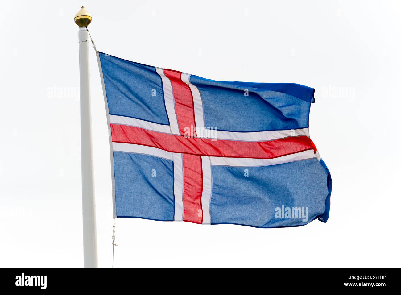Bandiera dell'Islanda a Reykjavik. Foto Stock