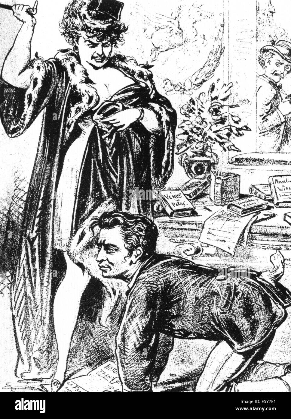 LEOPOLD von SACHER-MASOCH (1836-1895), scrittore austriaco che ha dato il nome al suo masochismo in un cartoon circa 1890 Foto Stock