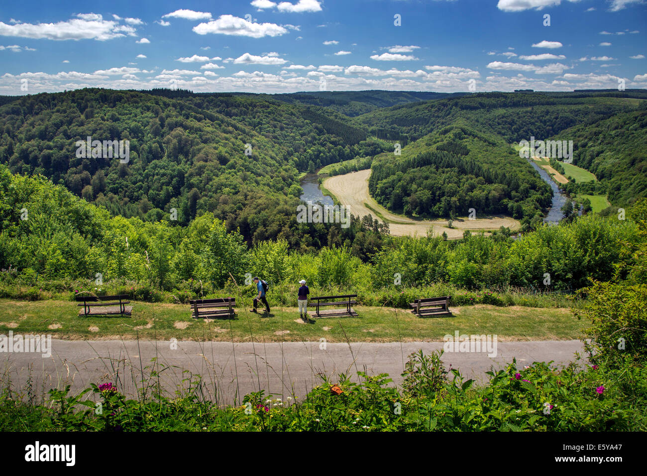 Tombeau du géant, collina all'interno di un meandro del fiume Semois a Botassart nelle Ardenne belghe, Belgio Foto Stock