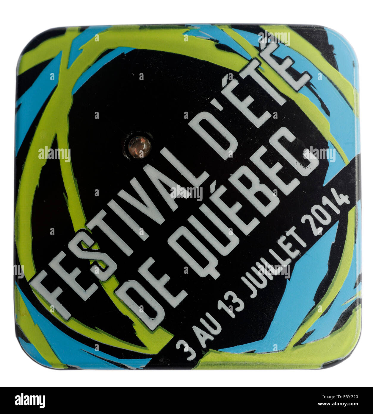 Quebec City Summer Festival badge, conosciuto localmente come onu macaron Foto Stock