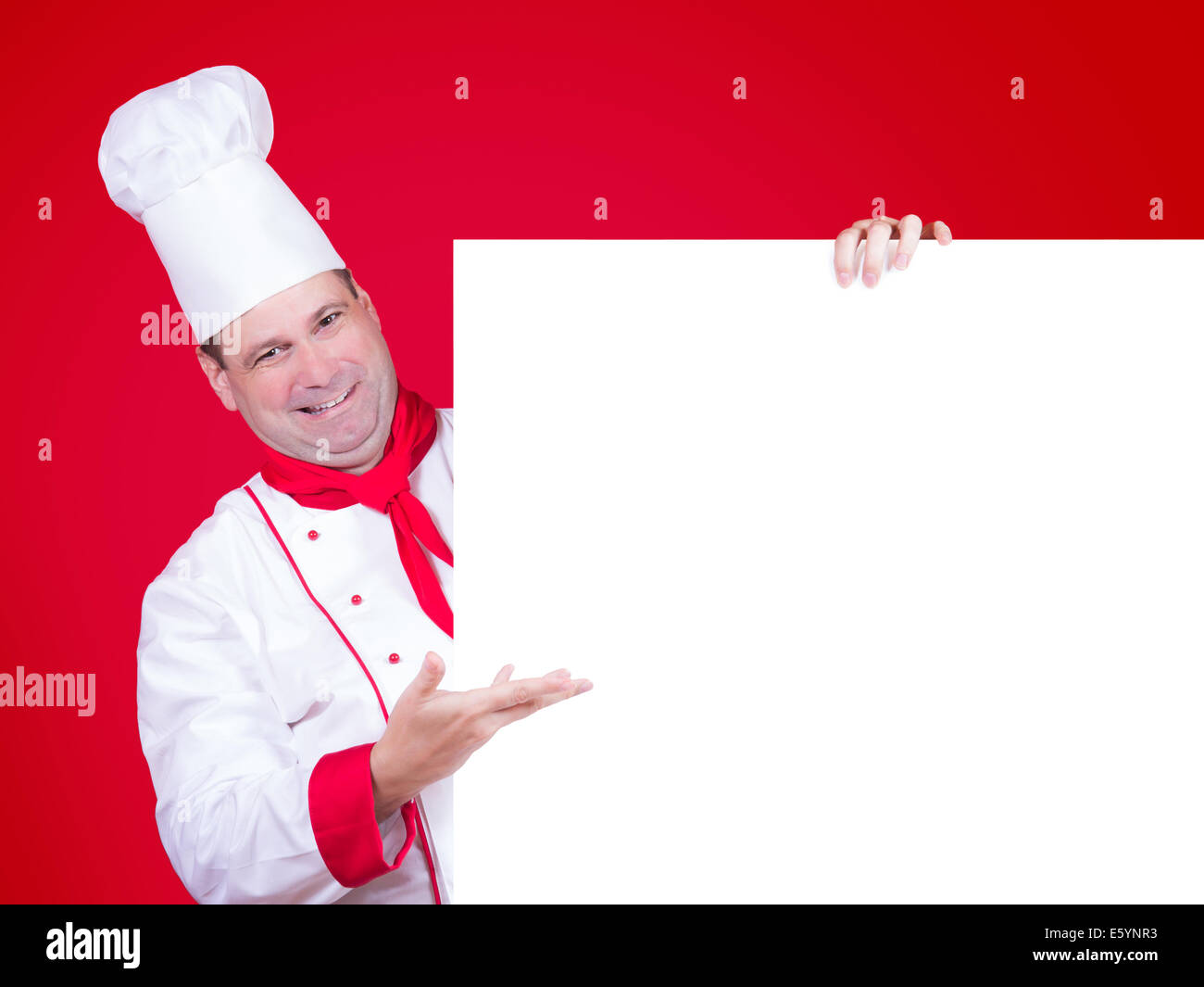 Lo chef offre un menu Foto Stock