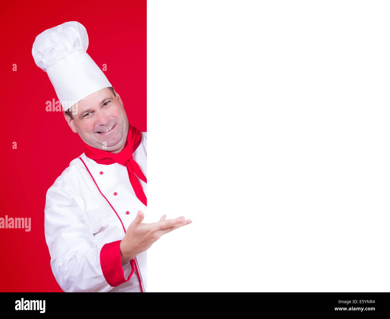 Lo chef offre un menu Foto Stock
