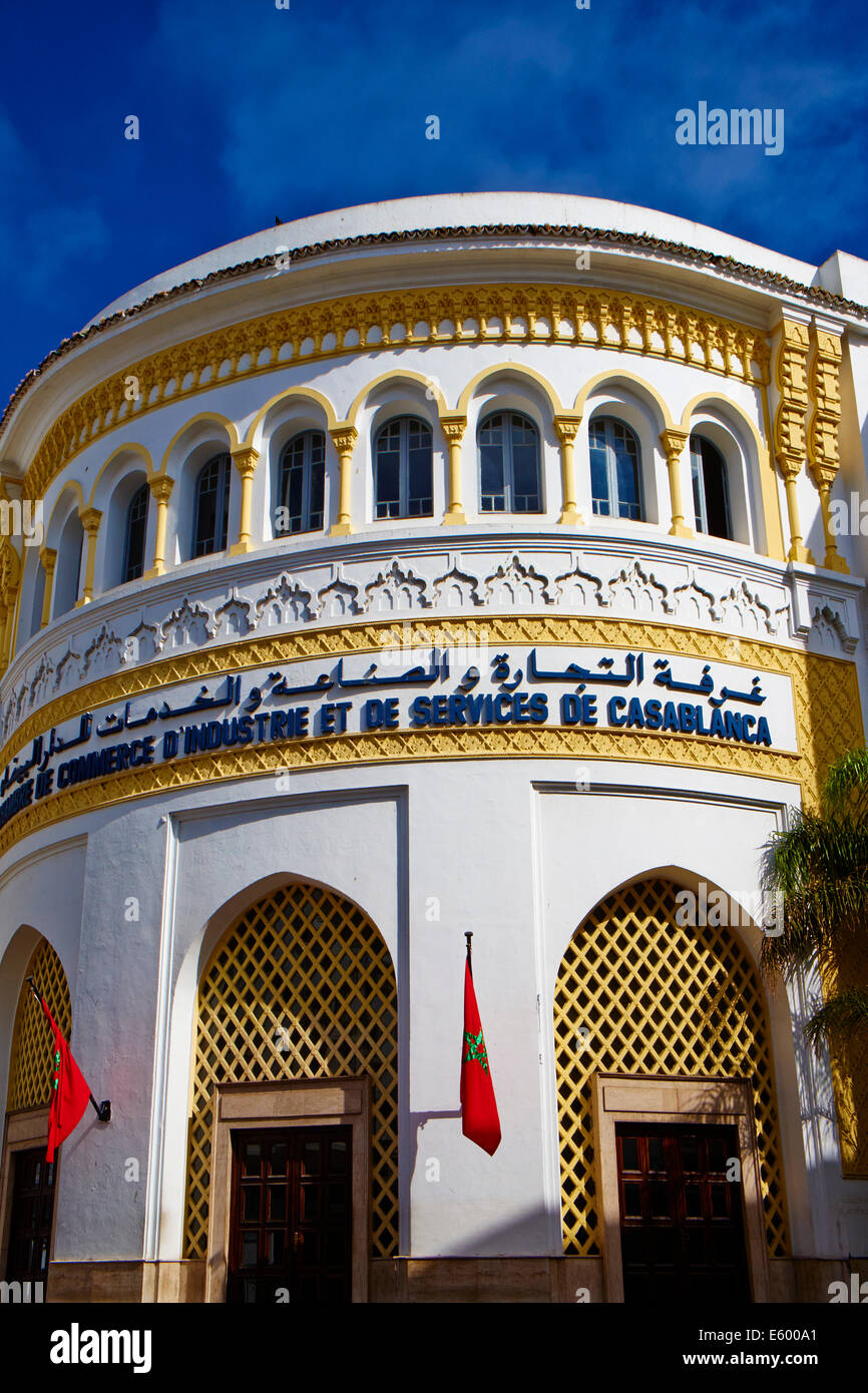 Il Marocco, Casablanca Mohammed V boulevard, vecchio Bourse Foto Stock
