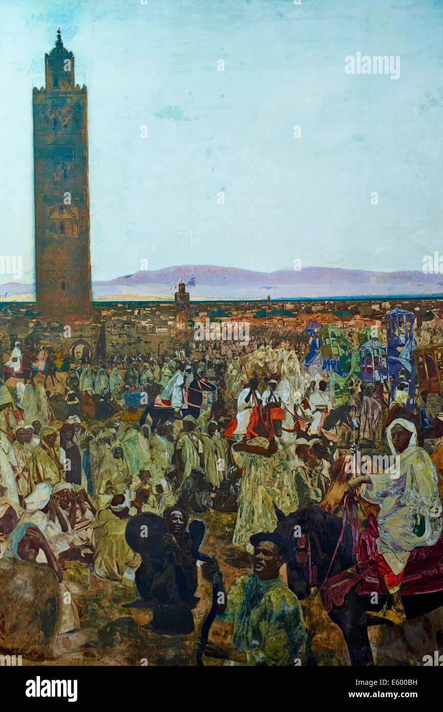 Il Marocco, Casablanca Mohammed V square, Wilaya (ex municipio), 1937, Jacques Majorelle pittura Foto Stock