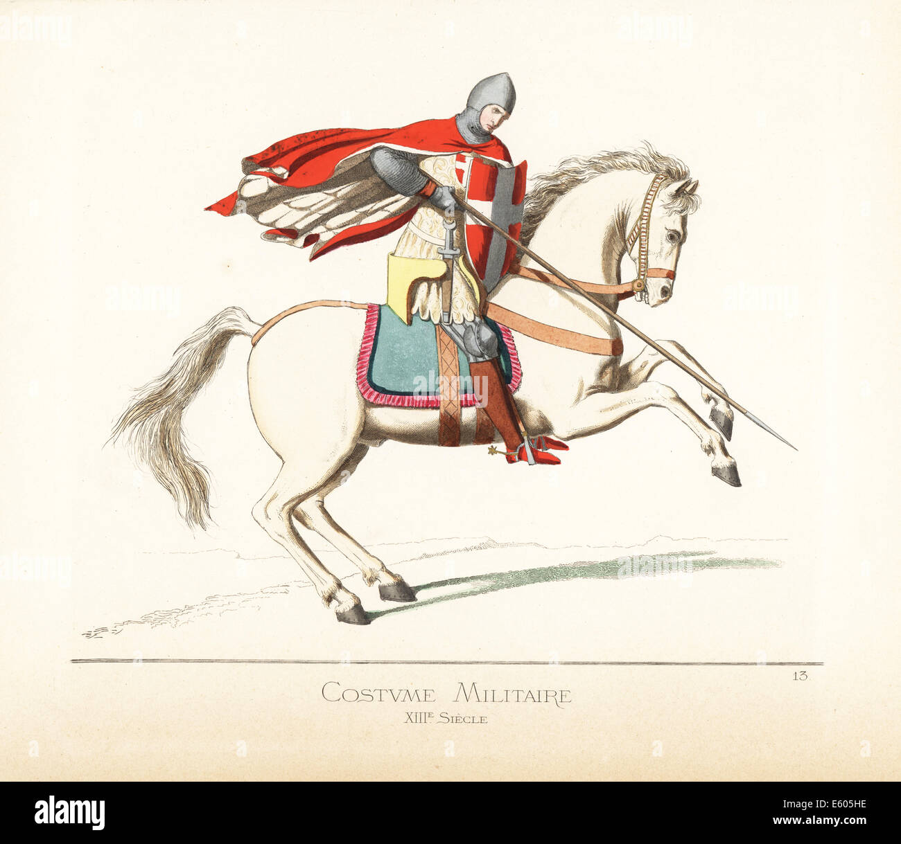 Costume militare di un crociato, del XIII secolo. Foto Stock