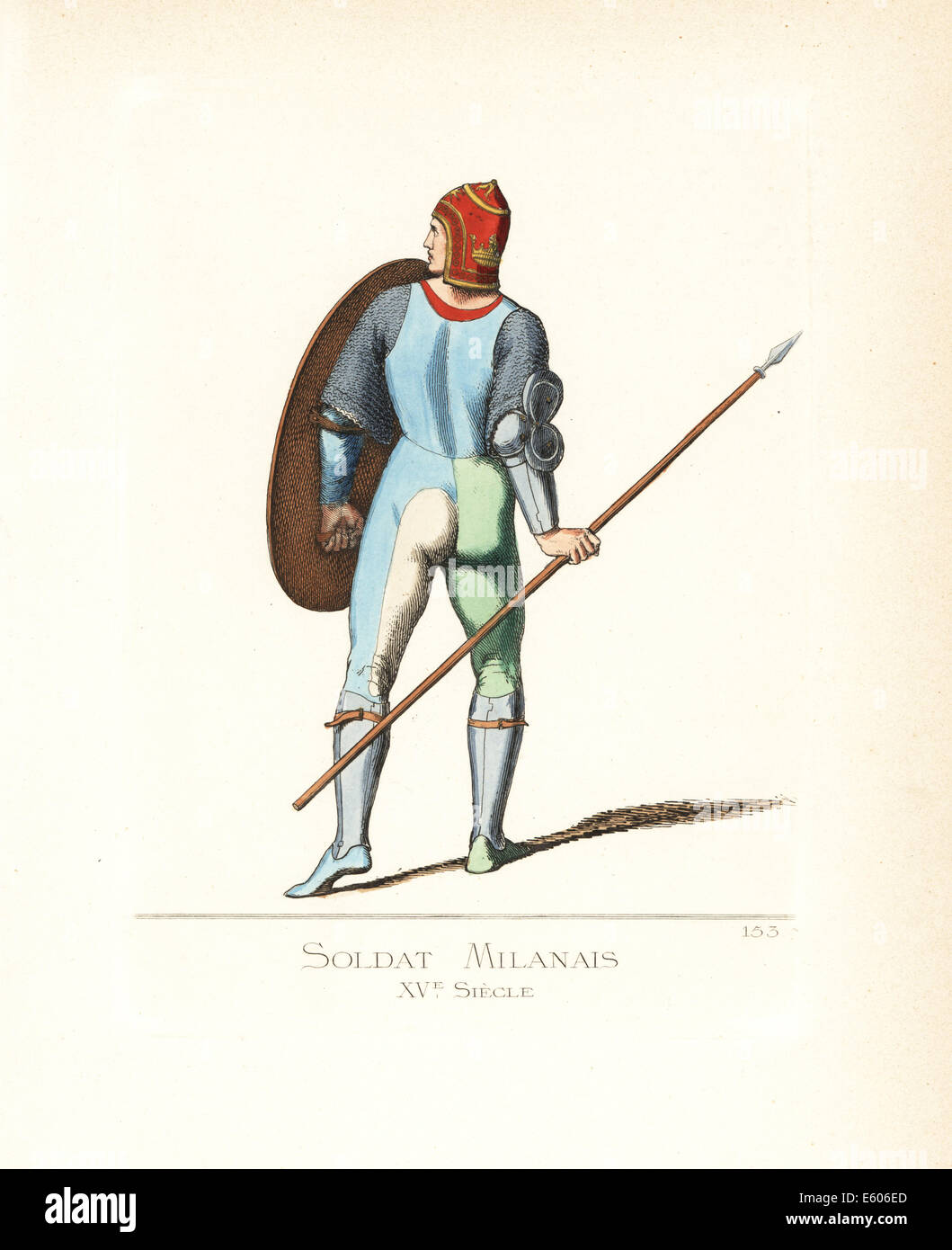 Soldato milanese del XV secolo. Foto Stock