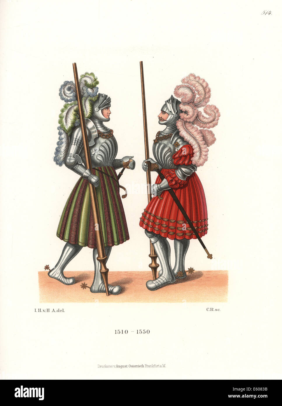 Cavalieri in armatura completa, prima metà del XVI secolo. Foto Stock
