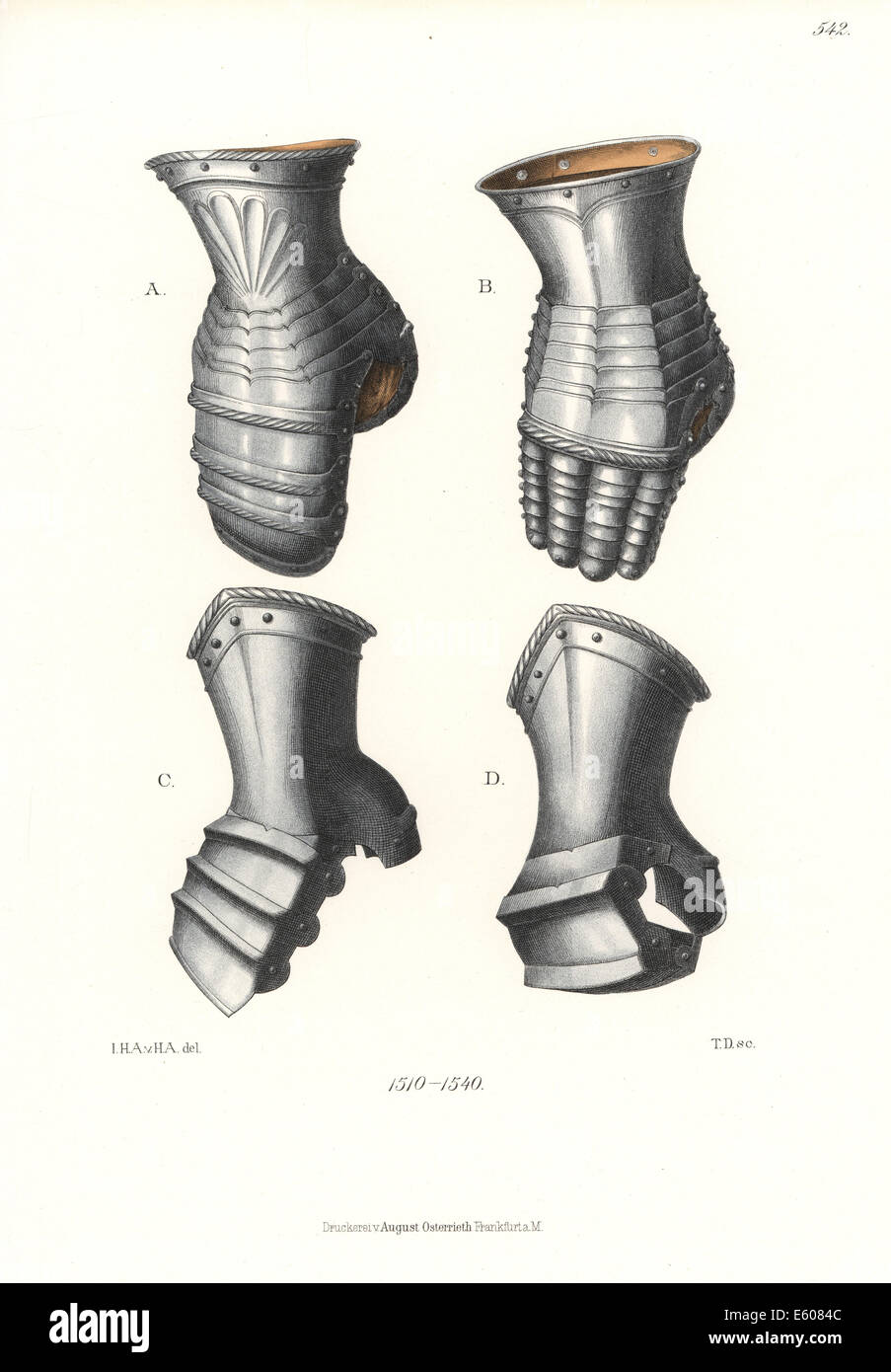 Iron Gauntlets della prima metà del XVI secolo. Foto Stock