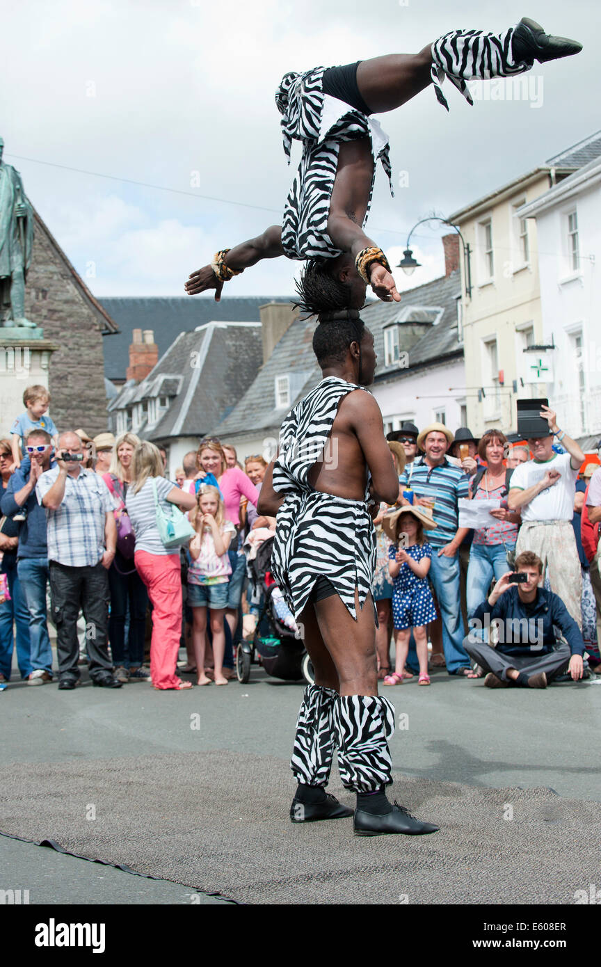 Brecon, Powys, Wales, Regno Unito. Il 9 agosto 2014. Le Aquile nere da Kent al trentesimo Brecon Jazz Festival. Credito: Graham M. Lawrence/Alamy Live News. Foto Stock
