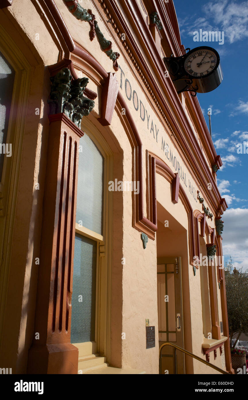 Il Toodyay Memorial Hall è un patrimonio-listed building sulla terrazza di Stirling in Toodyay, Western Australia. Foto Stock