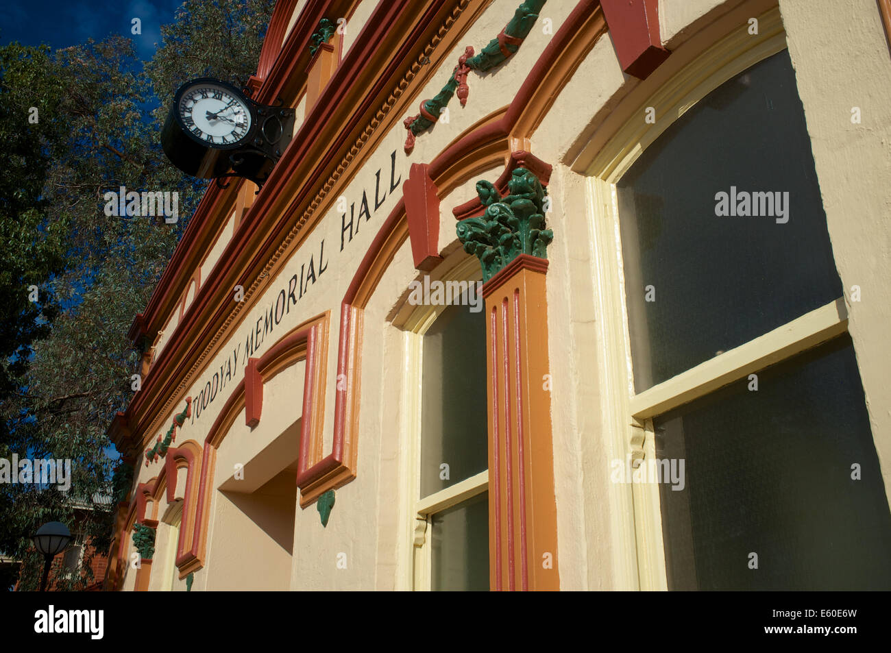 Il Toodyay Memorial Hall è un patrimonio-listed building sulla terrazza di Stirling in Toodyay, Western Australia. Foto Stock