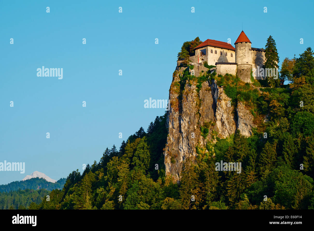 La Slovenia, Bled, il lago di Bled e sulle Alpi Giulie, il castello di Bled Foto Stock
