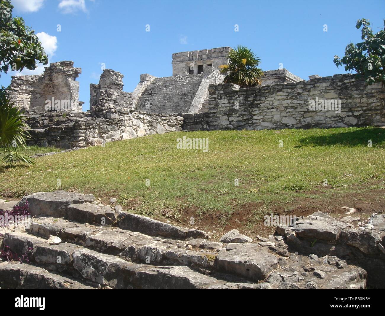 Le rovine maya di Tulum sulla spiaggia del golfo del Messico, vicino a Playa del Carmen sulla Yucutan Peninisula, Messico Foto Stock