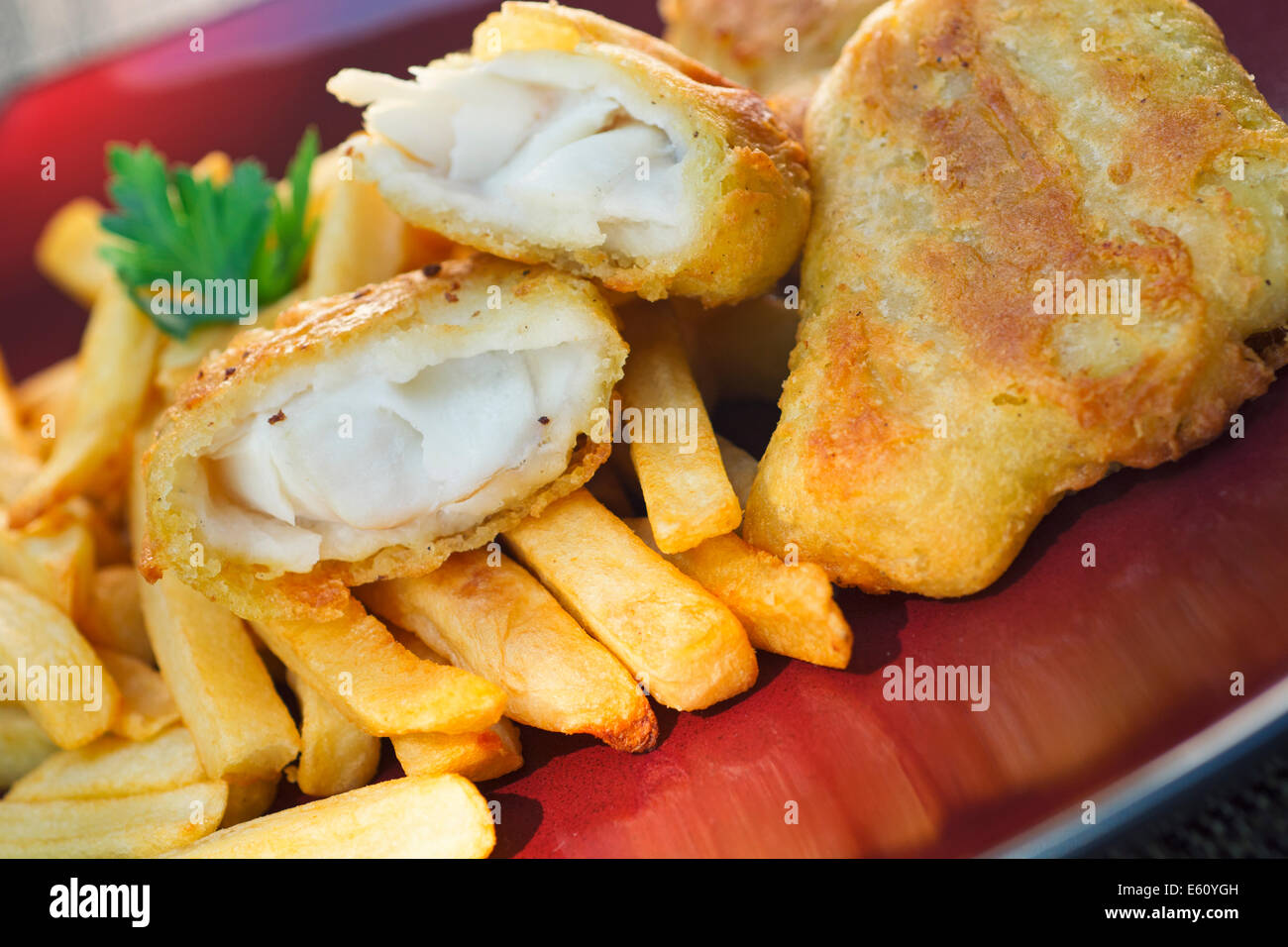 Pesce e patatine fritte Foto Stock