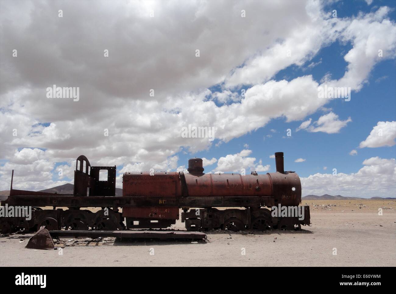 Arrugginimento locomotori in treno cimitero, Uyuni, Bolivia Foto Stock
