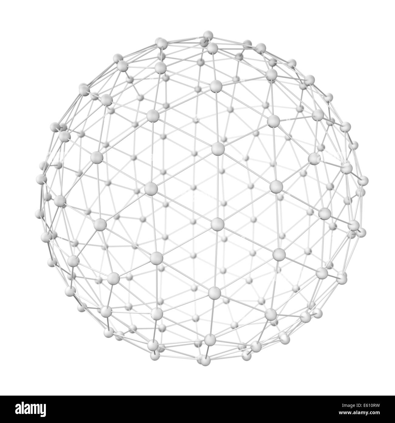 Un gruppo di palle bianche crea la forma di una sfera più grande Foto Stock