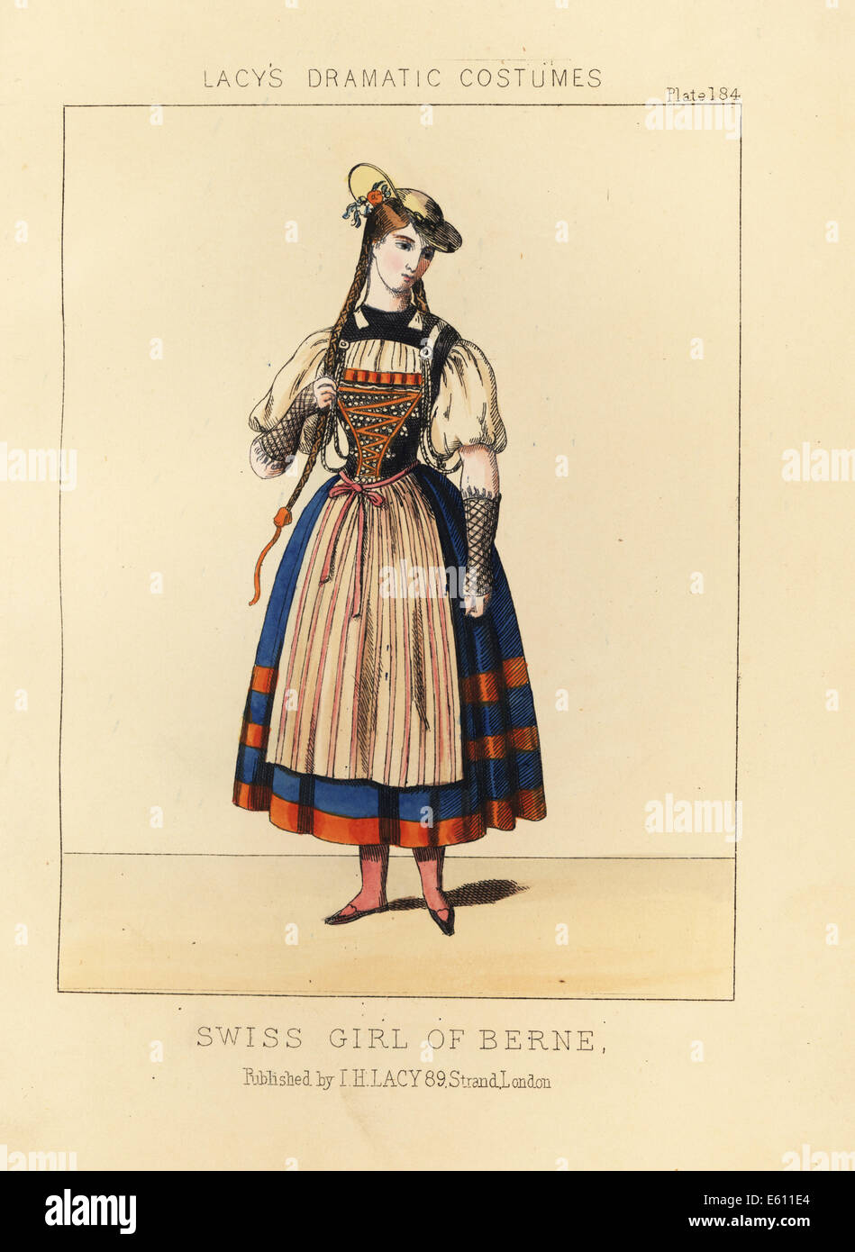 Ragazza svizzero di Berna, costumi regionali, xix secolo. Foto Stock