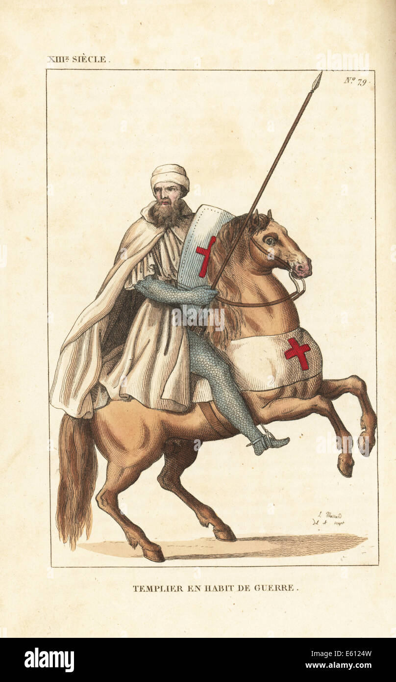 Cavaliere Templare in combattimento uniforme, del XIII secolo. Foto Stock