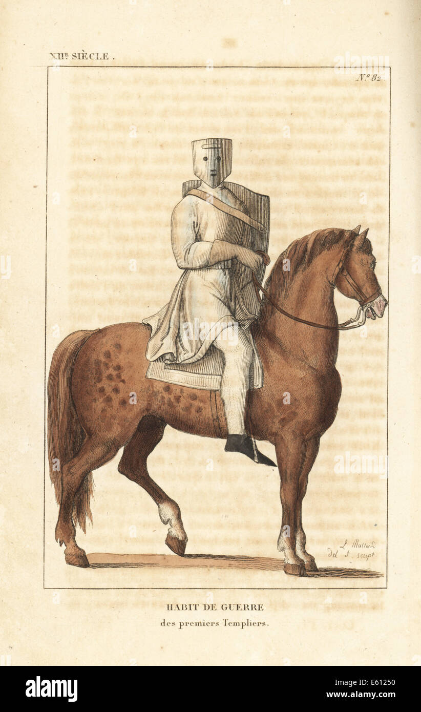 Cavaliere Templare in combattimento uniforme, del XII secolo. Foto Stock