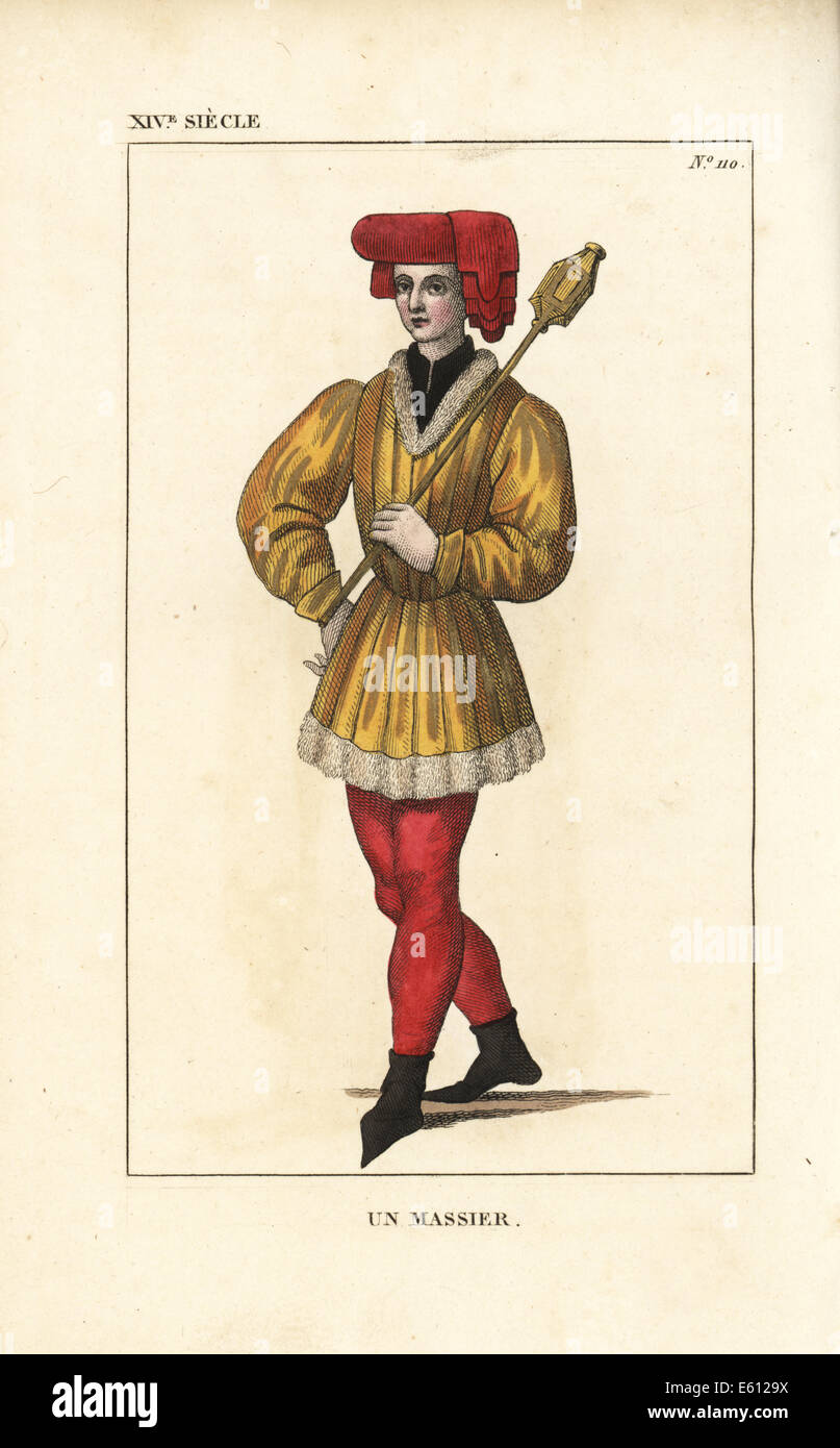 Macis-portatore o armi al Sergente, XIV secolo. Foto Stock
