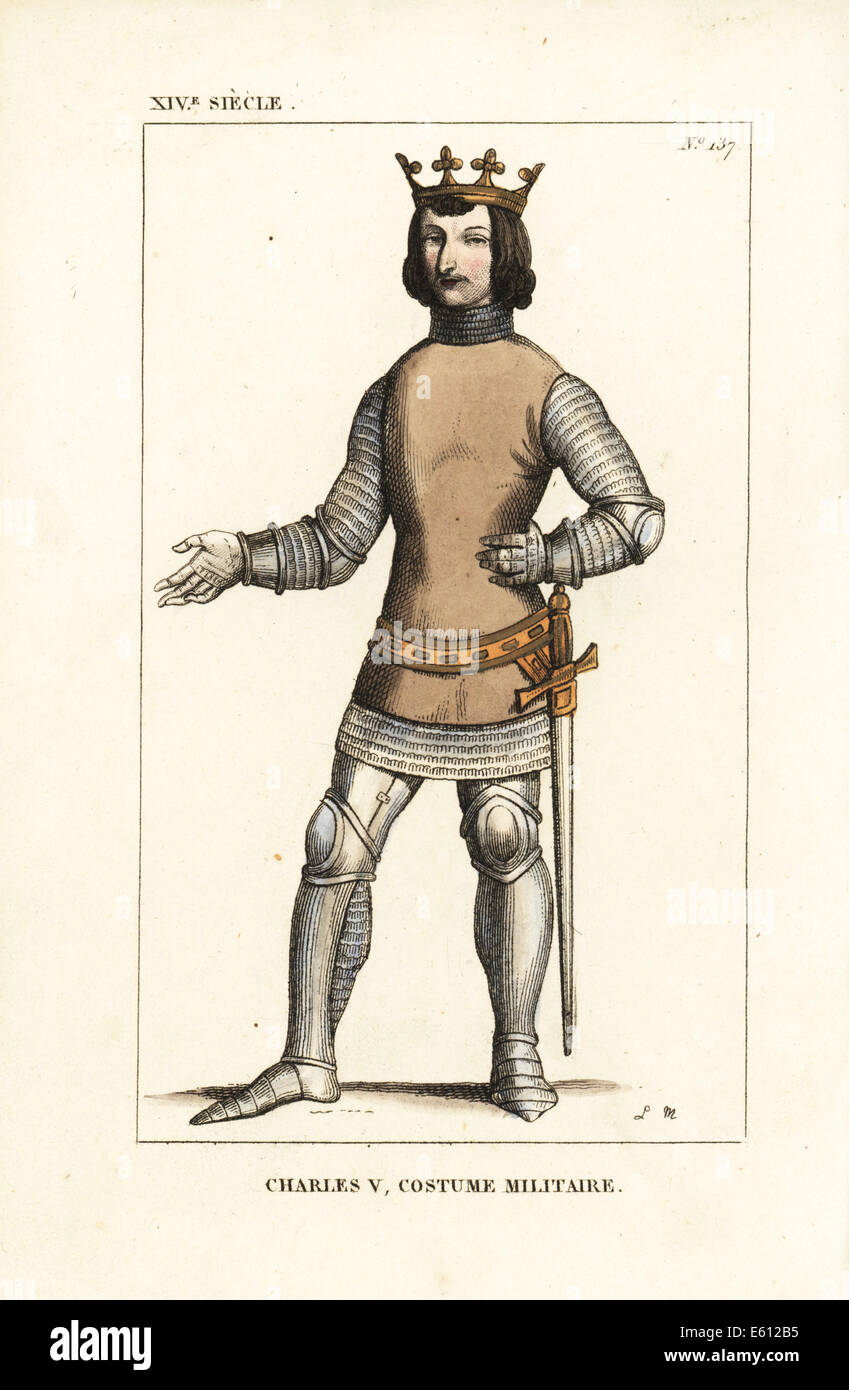 Carlo V, re di Francia, costume militare, 1338-1380. Foto Stock