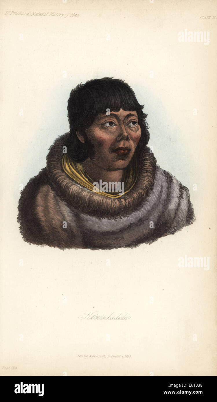 Kamchatkan nativo, in pelliccia Cappotto di pelle. Foto Stock