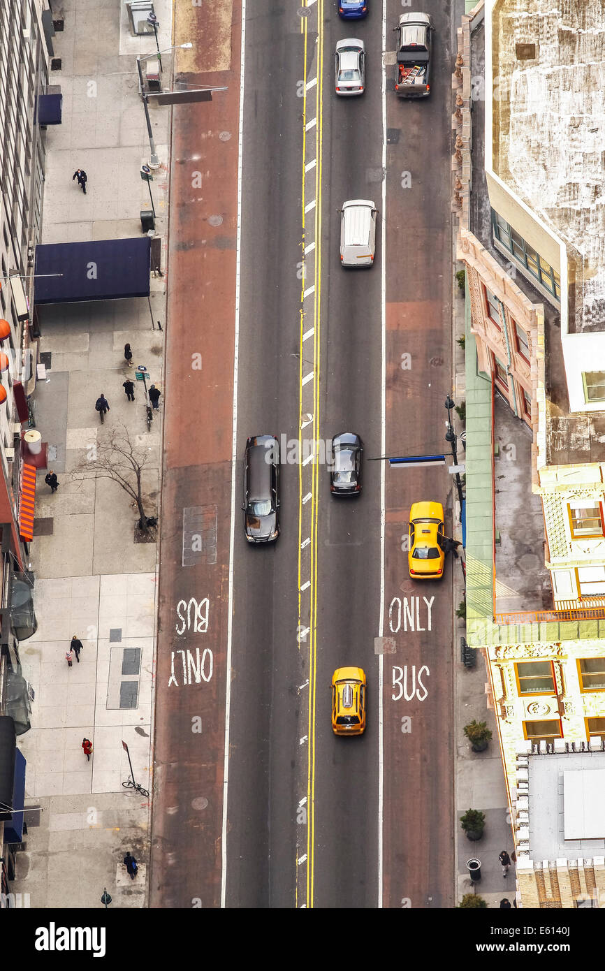 Vista aerea di Street a New York City, Stati Uniti d'America Foto Stock