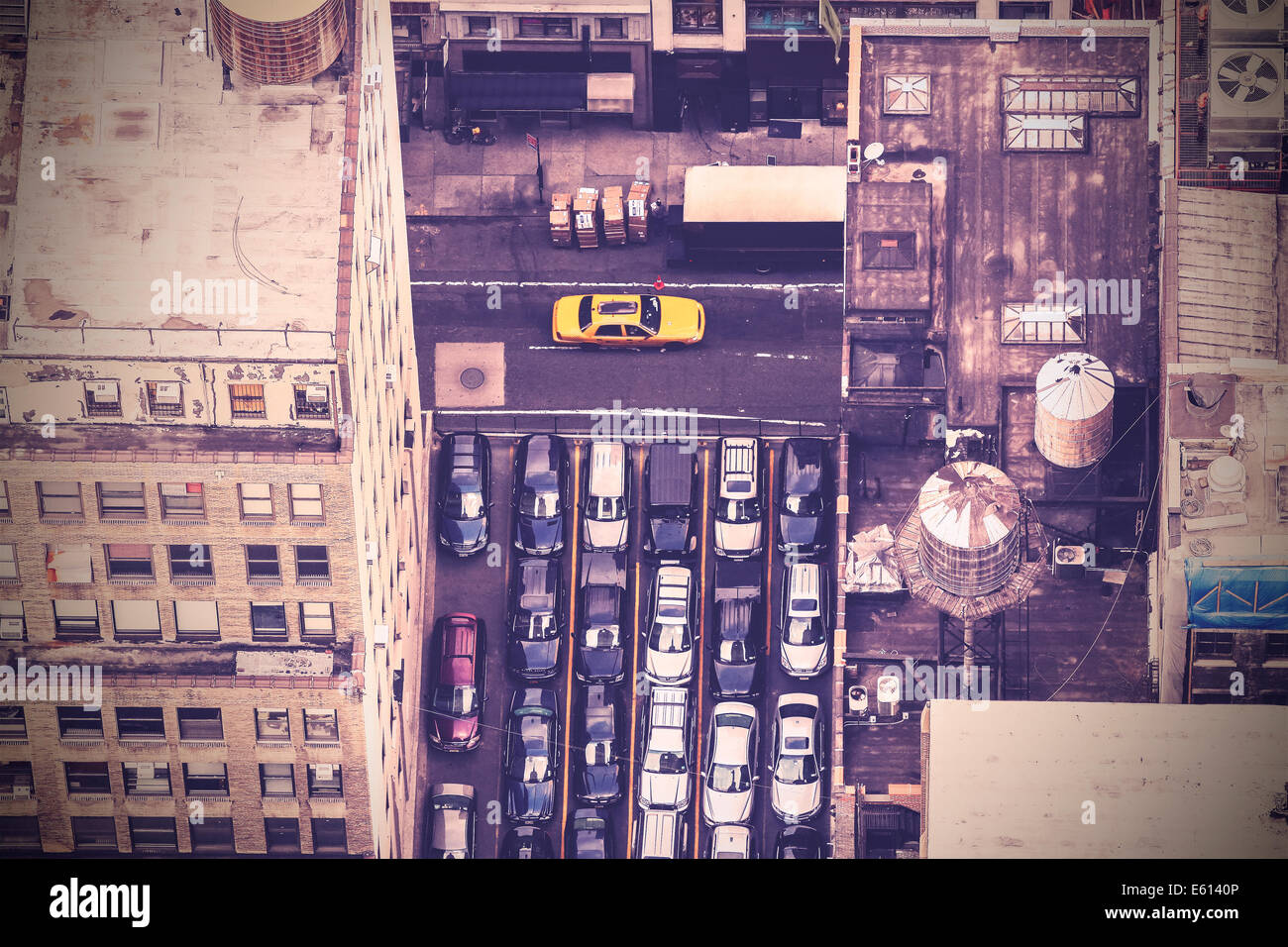 Vintage fotografia aerea di street a New York City, Stati Uniti d'America Foto Stock