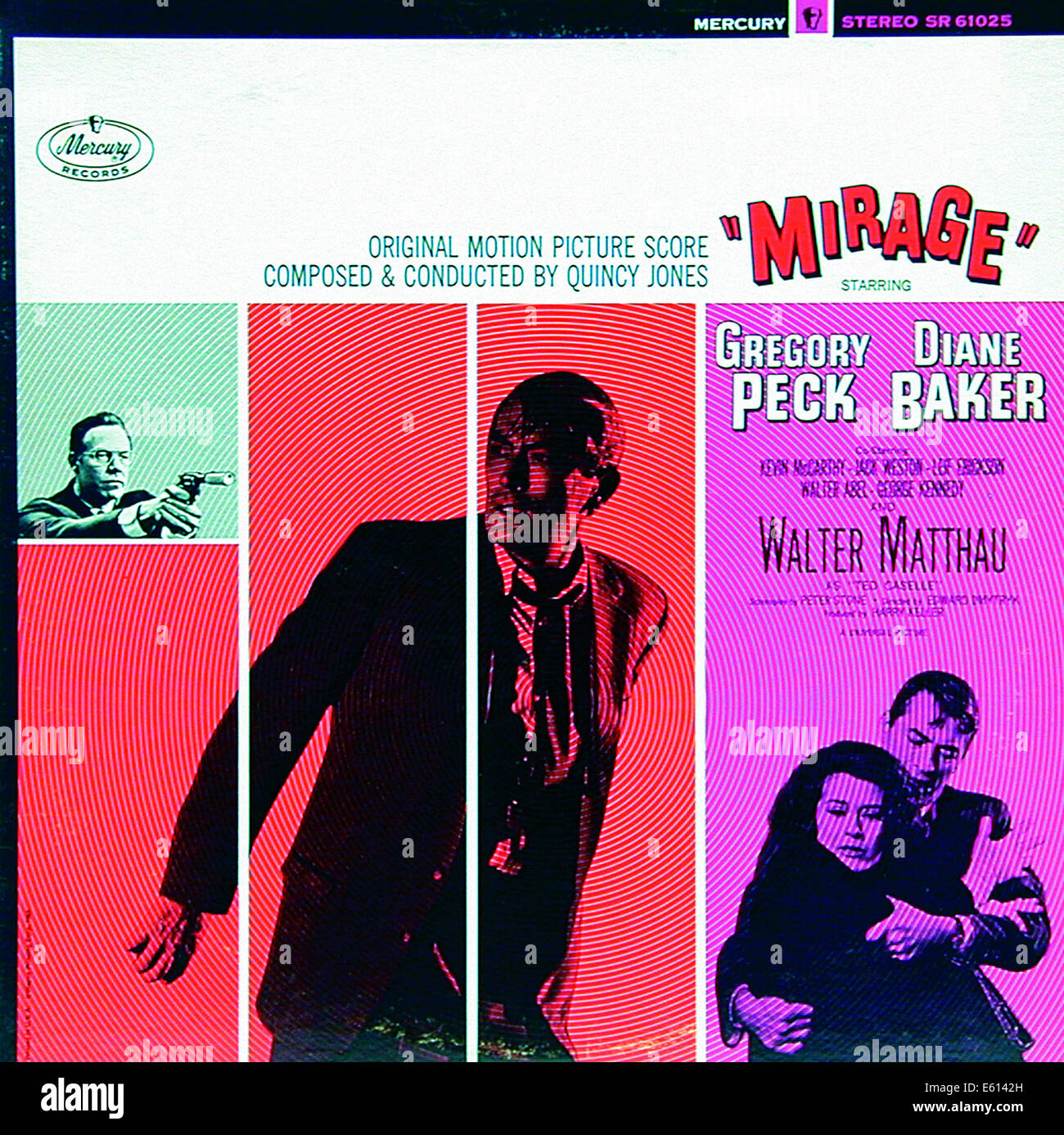 Coperchio della colonna sonora di LP 1967 film 'MIRAGE'. Colonna sonora di Quincy Jones. La cortesia Granamour Weems collezione. Foto Stock