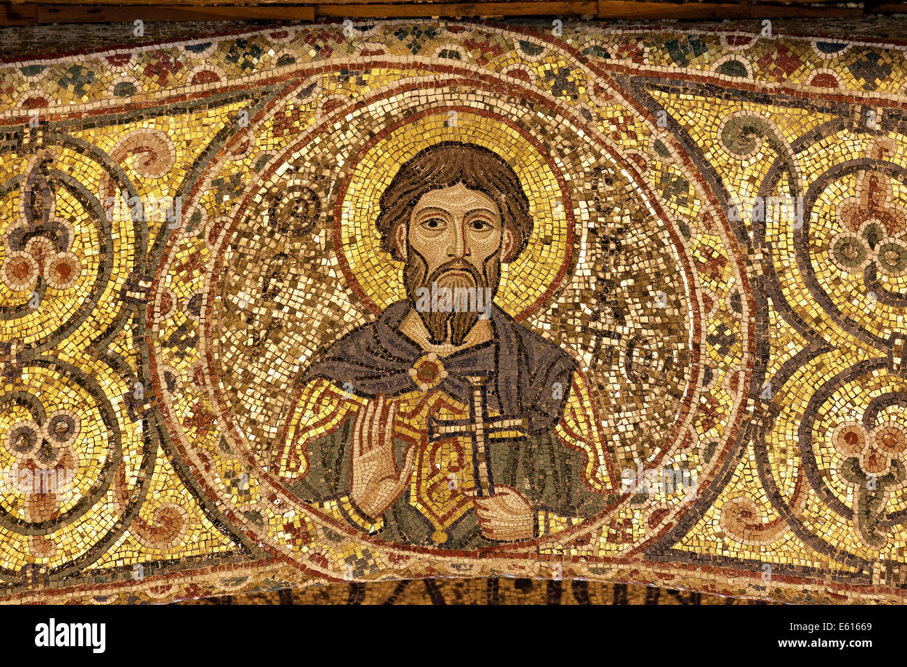 La santa figura, mosaico bizantino, Cappella Palatina Cappella Palatina, il Palazzo dei Normanni o Palazzo dei Normanni, Palermo, Sicilia, Italia Foto Stock
