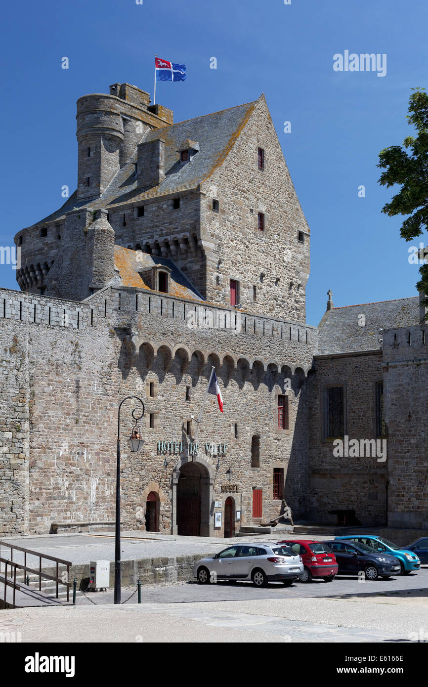 Lo Château et Tour Solidor, Musée d'Histoire, il Municipio e Museo, città vecchia, Intra Muros, Saint-Malo, Ille-et-Vilaine Foto Stock