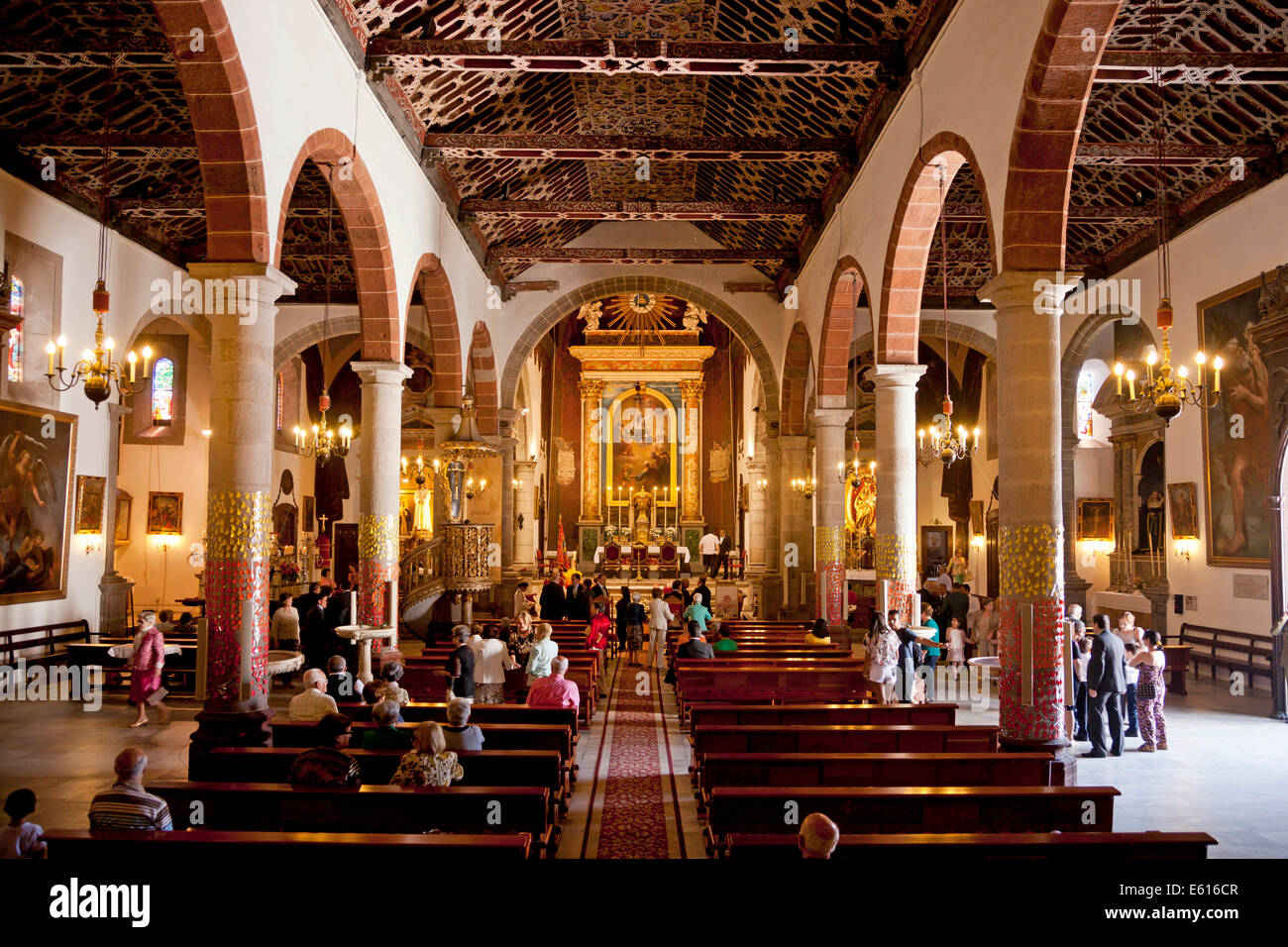 Interno della Iglesia Matriz de El Salvador chiesa, Santa Cruz de La Palma La Palma Isole Canarie Spagna Foto Stock
