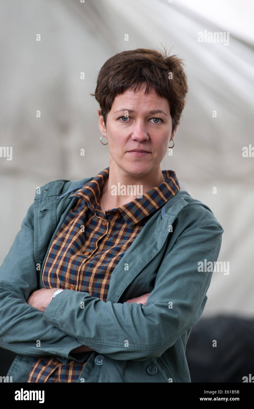 Romanziere britannico Rachel Seiffert frequentando l'Edinburgh International Book Festival lunedì il 11 agosto 2014 Foto Stock