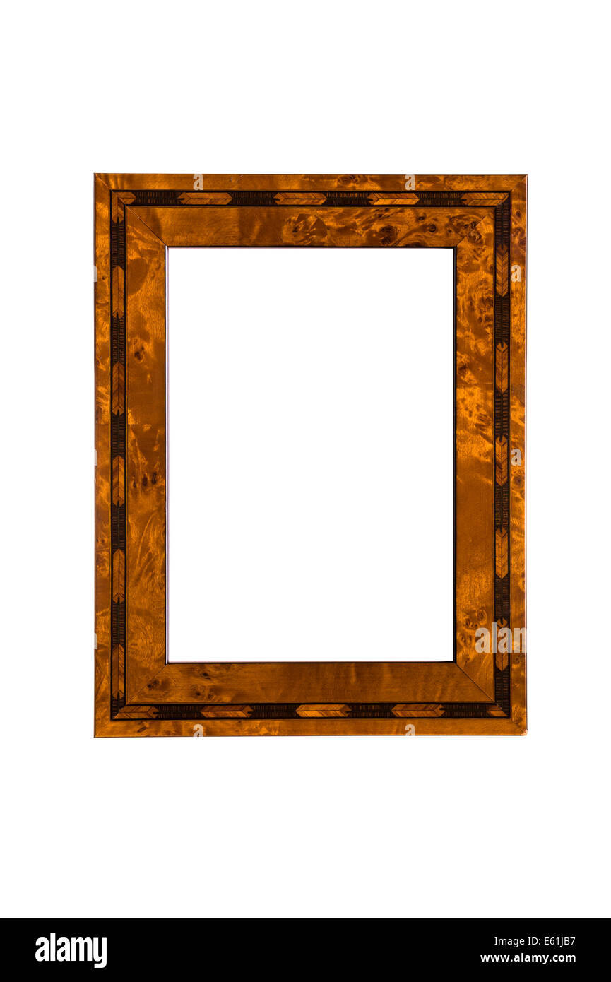 Fotografia di legno telaio. Vuoto e isolato su uno sfondo bianco. Foto Stock