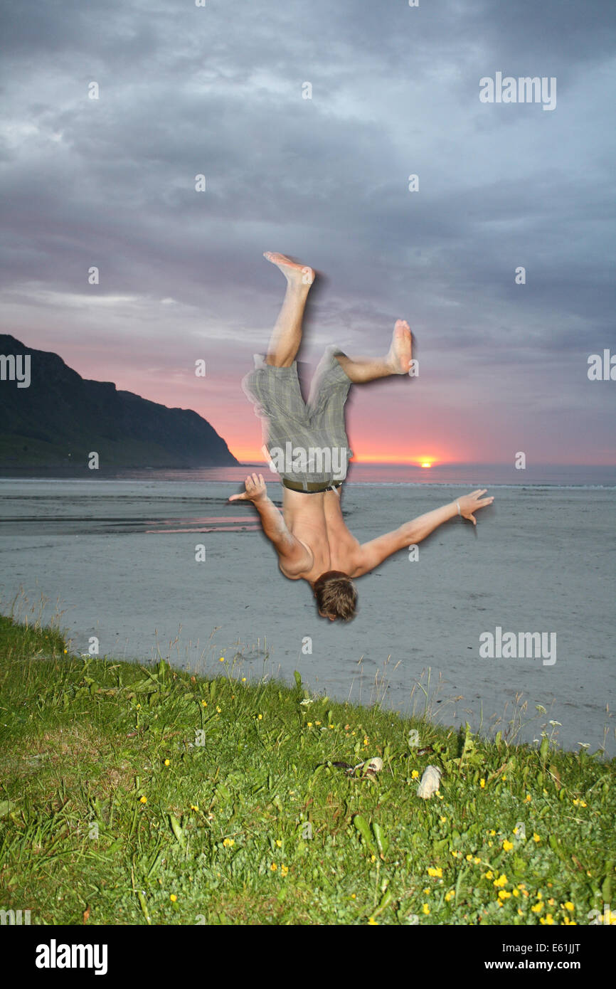 La realizzazione di un flip al tramonto Foto Stock