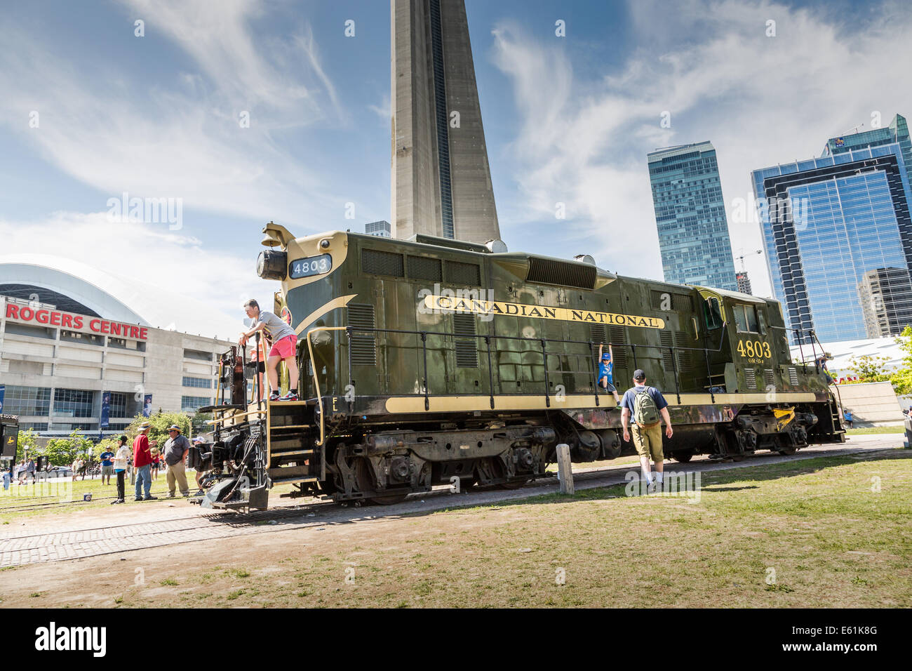 Il Canadian National treno sul display in Toronto, Ontario, Canada, America del Nord. Foto Stock