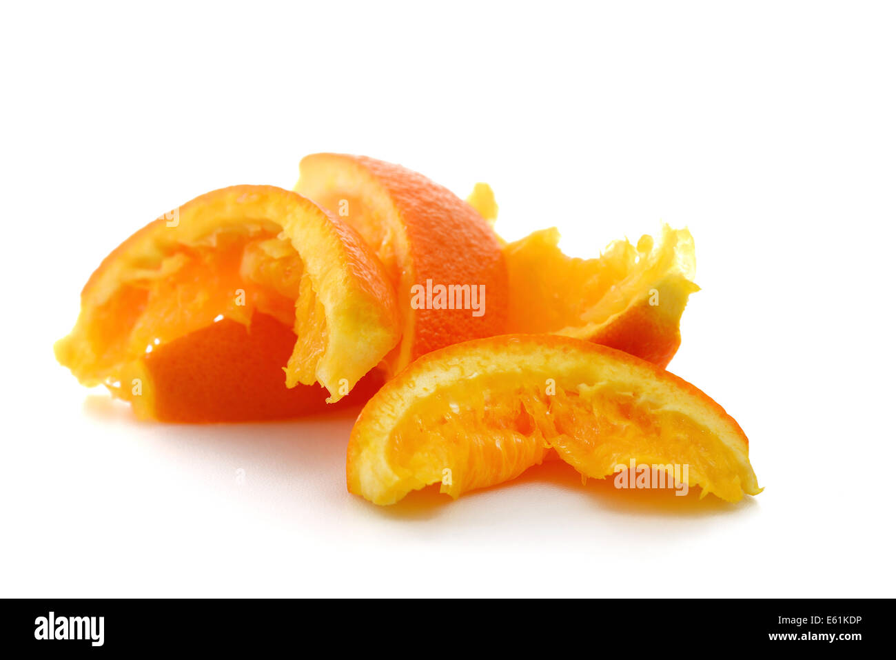 Buccia di arancia dopo aver mangiato Foto Stock