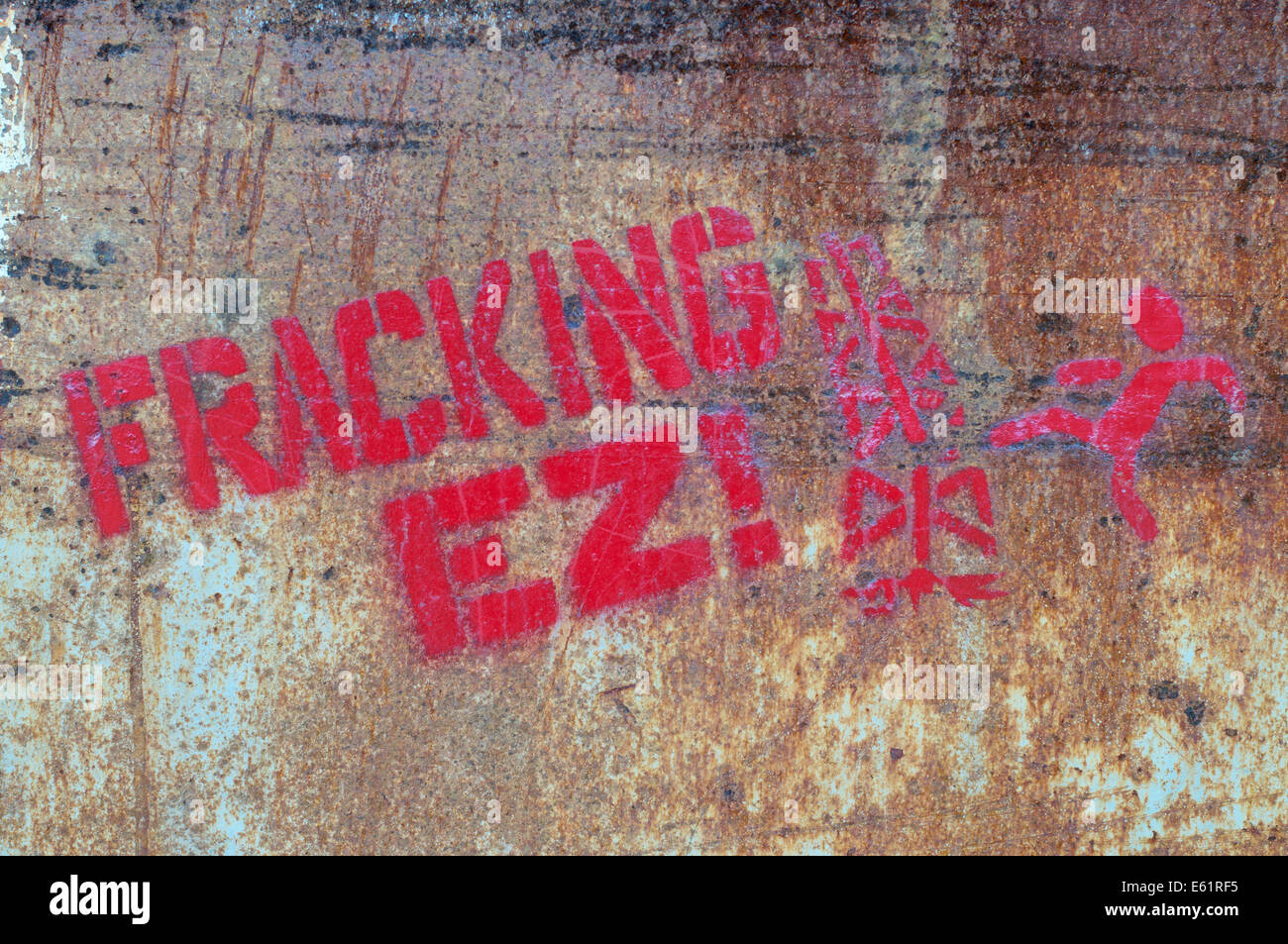 Graffiti che protestavano contro Fracking EZ Zarautz , Gipuzkoa, Spagna Nord, Europa Foto Stock