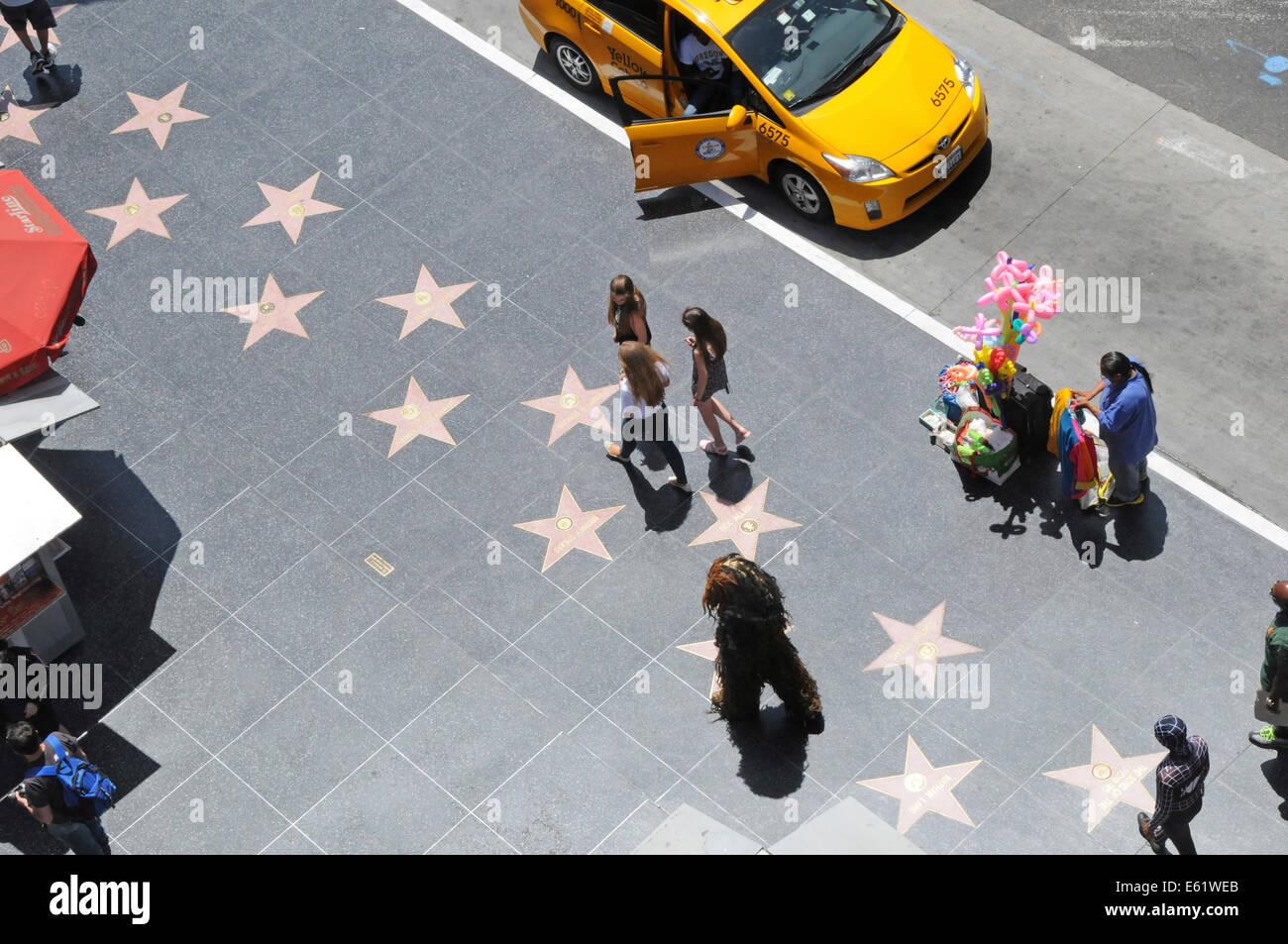 Walk of Fame lungo la Hollywood Boulevard nel centro di Los Angeles in California Foto Stock
