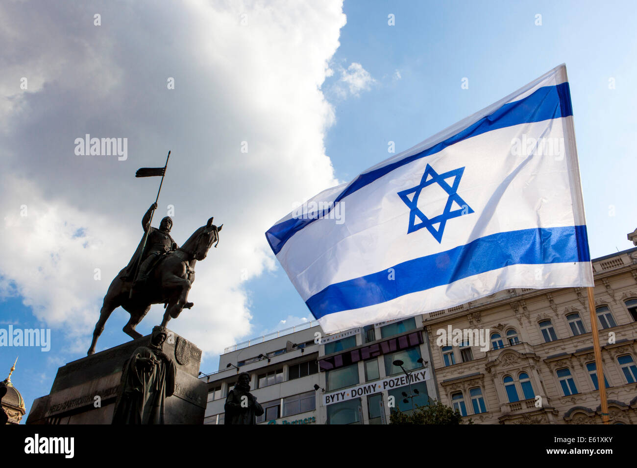 Dimostrazione a sostegno di Israele, Praga Repubblica Ceca Foto Stock